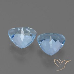 Gemme di Topazio Celeste naturale da 2.67 ct, Taglio trillion, VVS-VS
