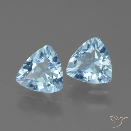 Gemme di Topazio Celeste naturale da 2.28 ct, Taglio trillion, VS