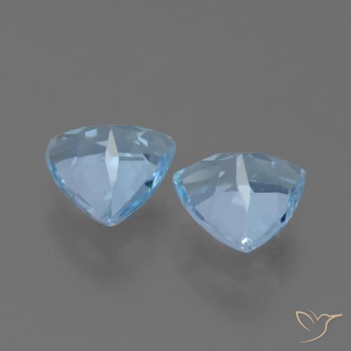 Gemme di Topazio Celeste naturale da 2.28 ct, Taglio trillion, VS