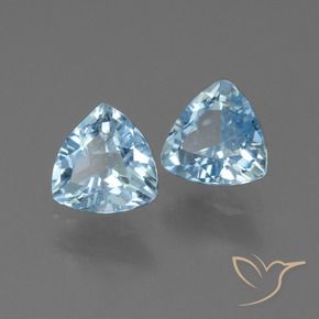 Gemme di Topazio Celeste naturale da 2.66 ct, Taglio trillion, VVS-VS