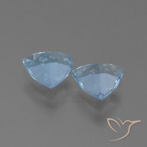 Gemme di Topazio Celeste naturale da 2.44 ct, Taglio trillion, VVS-VS