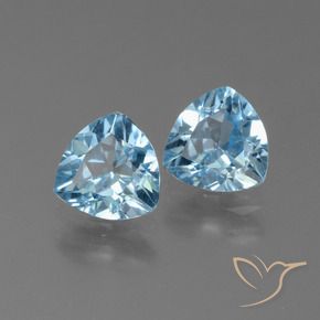 Gemme di Topazio Celeste naturale da 2.41 ct, Taglio trillion, VVS-VS