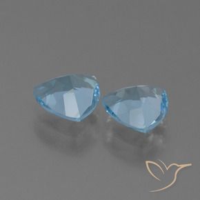 Gemme di Topazio Celeste naturale da 2.41 ct, Taglio trillion, VVS-VS
