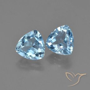 Gemme di Topazio Celeste naturale da 2.94 ct, Taglio trillion, VVS-VS
