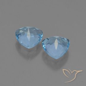 Gemme di Topazio Celeste naturale da 2.94 ct, Taglio trillion, VVS-VS