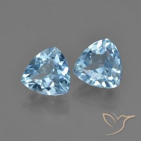 Gemme di Topazio Celeste naturale da 2.66 ct, Taglio trillion, VVS-VS