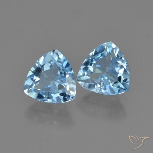 Gemme di Topazio Celeste naturale da 2.77 ct, Taglio trillion, VVS-VS
