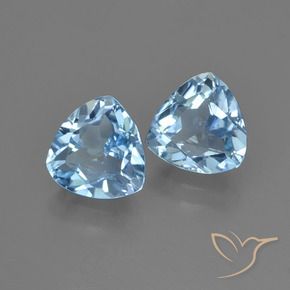 Gemme di Topazio Celeste naturale da 2.61 ct, Taglio trillion, VVS-VS