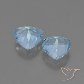 Gemme di Topazio Celeste naturale da 2.61 ct, Taglio trillion, VVS-VS