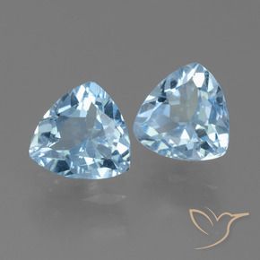 Gemme di Topazio Celeste naturale da 2.72 ct, Taglio trillion, VVS-VS