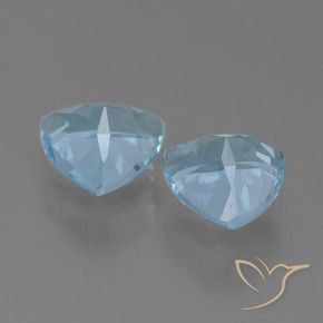 Gemme di Topazio Celeste naturale da 2.72 ct, Taglio trillion, VVS-VS