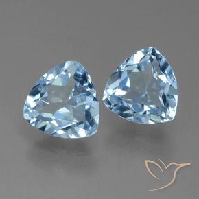 Gemme di Topazio Celeste naturale da 2.89 ct, Taglio trillion, VVS-VS