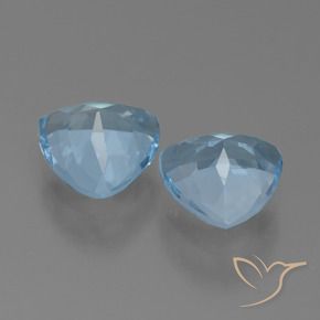 Gemme di Topazio Celeste naturale da 2.89 ct, Taglio trillion, VVS-VS