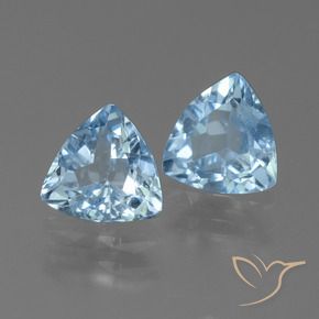 Gemme di Topazio Celeste naturale da 2.19 ct, Taglio trillion, VVS-VS