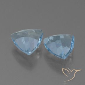Gemme di Topazio Celeste naturale da 2.19 ct, Taglio trillion, VVS-VS
