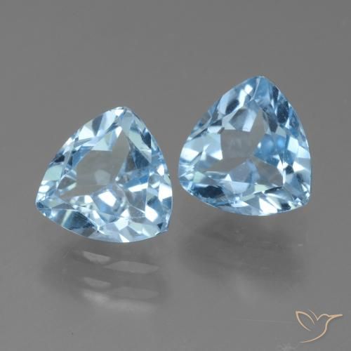 Gemme di Topazio Celeste naturale da 2.83 ct, Taglio trillion, VVS-VS