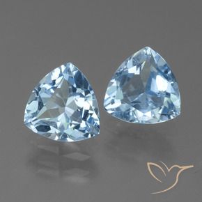 Gemme di Topazio Celeste naturale da 2.62 ct, Taglio trillion, VVS-VS