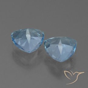 Gemme di Topazio Celeste naturale da 2.62 ct, Taglio trillion, VVS-VS