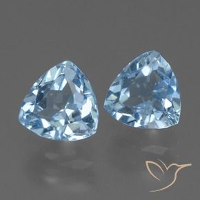 Gemme di Topazio Celeste naturale da 3.30 ct, Taglio trillion, VS