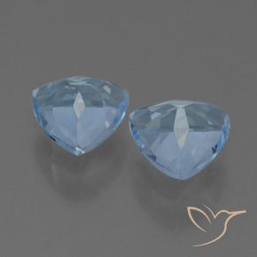 Gemme di Topazio Celeste naturale da 2.75 ct, Taglio trillion, VVS-VS
