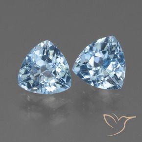 Gemme di Topazio Celeste naturale da 2.79 ct, Taglio trillion, VVS-VS