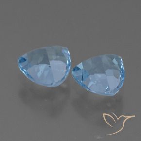 Gemme di Topazio Celeste naturale da 2.79 ct, Taglio trillion, VVS-VS