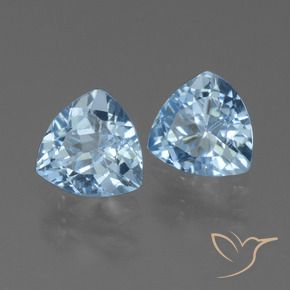 Gemme di Topazio Celeste naturale da 2.59 ct, Taglio trillion, VS