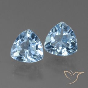 Gemme di Topazio Celeste naturale da 2.72 ct, Taglio trillion, VVS-VS