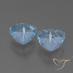 Gemme di Topazio Celeste naturale da 2.72 ct, Taglio trillion, VVS-VS