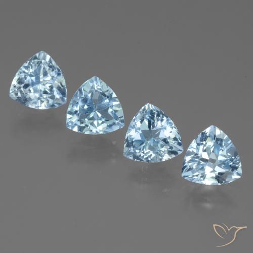 Gemme di Topazio Celeste naturale da 5.59 ct, Taglio trillion, VVS-VS
