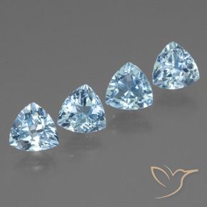 Gemme di Topazio Celeste naturale da 5.59 ct, Taglio trillion, VVS-VS