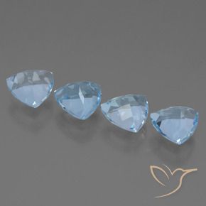 Gemme di Topazio Celeste naturale da 5.59 ct, Taglio trillion, VVS-VS