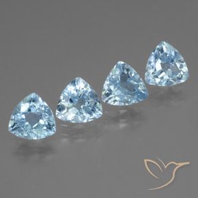 Gemme di Topazio Celeste naturale da 4.88 ct, Taglio trillion, VS