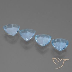 Gemme di Topazio Celeste naturale da 4.88 ct, Taglio trillion, VS