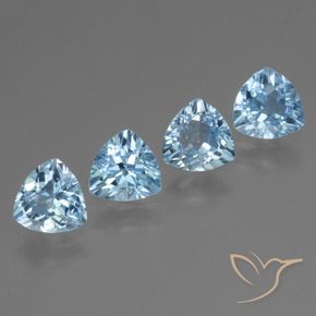 Gemme di Topazio Celeste naturale da 4.99 ct, Taglio trillion, VVS-VS