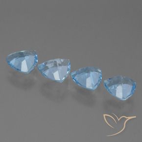 Gemme di Topazio Celeste naturale da 4.99 ct, Taglio trillion, VVS-VS
