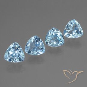 Gemme di Topazio Celeste naturale da 4.85 ct, Taglio trillion, VVS-VS