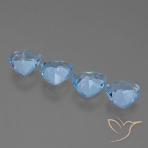 Gemme di Topazio Celeste naturale da 4.85 ct, Taglio trillion, VVS-VS