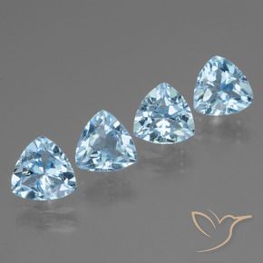Gemme di Topazio Celeste naturale da 5.68 ct, Taglio trillion, VVS-VS