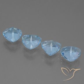 Gemme di Topazio Celeste naturale da 5.68 ct, Taglio trillion, VVS-VS