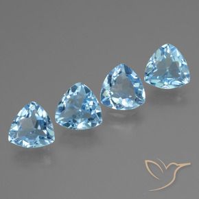 Gemme di Topazio Celeste naturale da 4.85 ct, Taglio trillion, VVS-VS