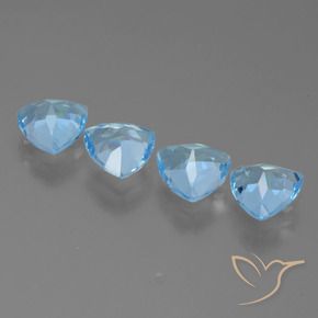 Gemme di Topazio Celeste naturale da 4.85 ct, Taglio trillion, VVS-VS