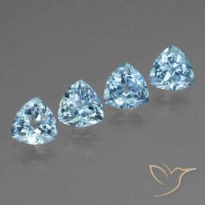 Gemme di Topazio Celeste naturale da 4.95 ct, Taglio trillion, VVS-VS