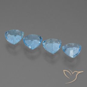 Gemme di Topazio Celeste naturale da 4.95 ct, Taglio trillion, VVS-VS