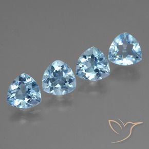 Gemme di Topazio Celeste naturale da 5.08 ct, Taglio trillion, VVS-VS