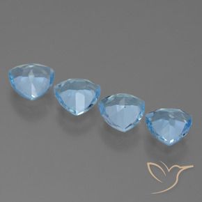 Gemme di Topazio Celeste naturale da 5.08 ct, Taglio trillion, VVS-VS