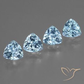 Gemme di Topazio Celeste naturale da 5.58 ct, Taglio trillion, VVS-VS