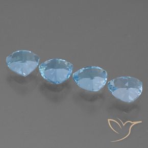 Gemme di Topazio Celeste naturale da 5.58 ct, Taglio trillion, VVS-VS