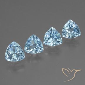 Gemme di Topazio Celeste naturale da 4.75 ct, Taglio trillion, VVS-VS
