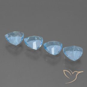 Gemme di Topazio Celeste naturale da 4.75 ct, Taglio trillion, VVS-VS